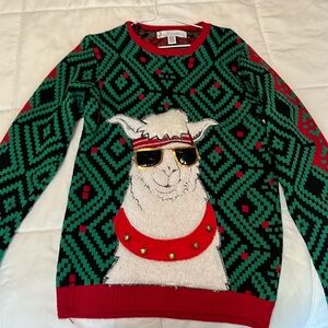 Llama Christmas Sweater, Small (oversized, unisex)